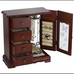 Solid Wooden Jewelry Box Makeup Organizer Women